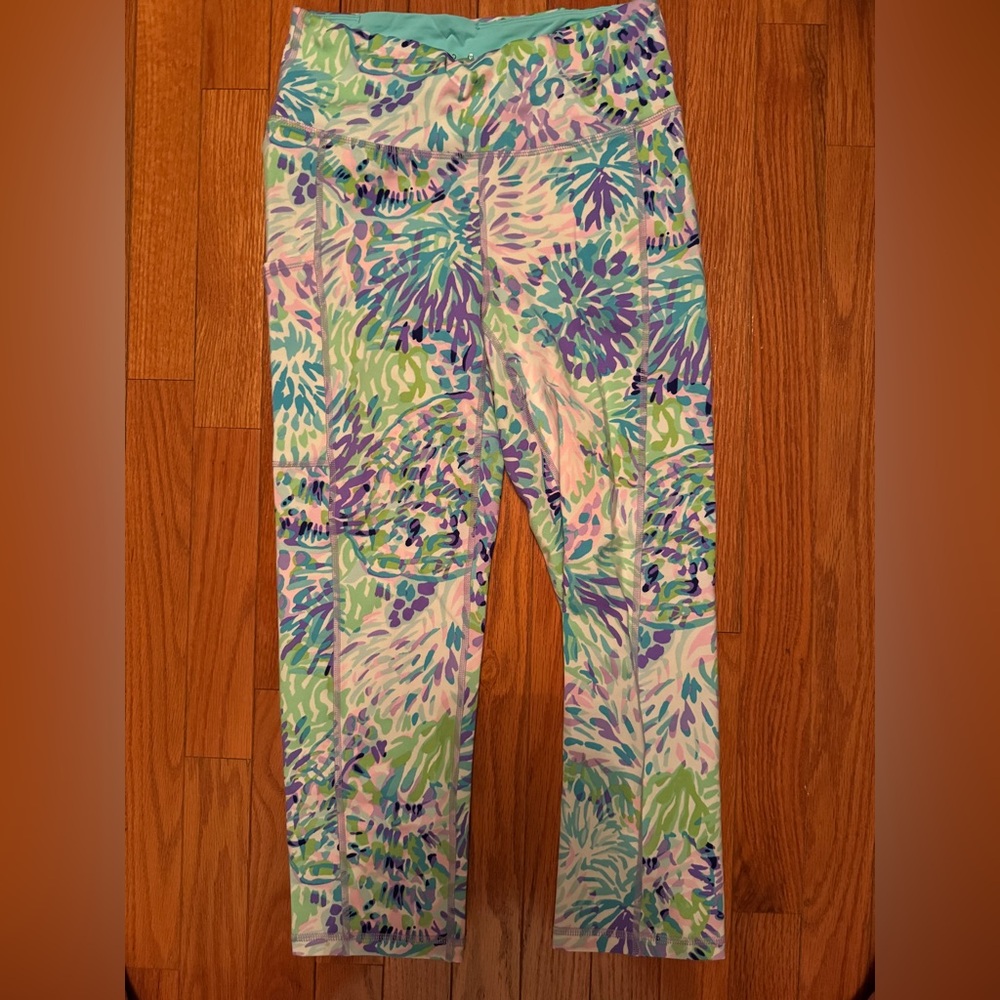 Lilly Pulitzer Luxletic Weekender High Rise Crop Leggings Shell Of A Party